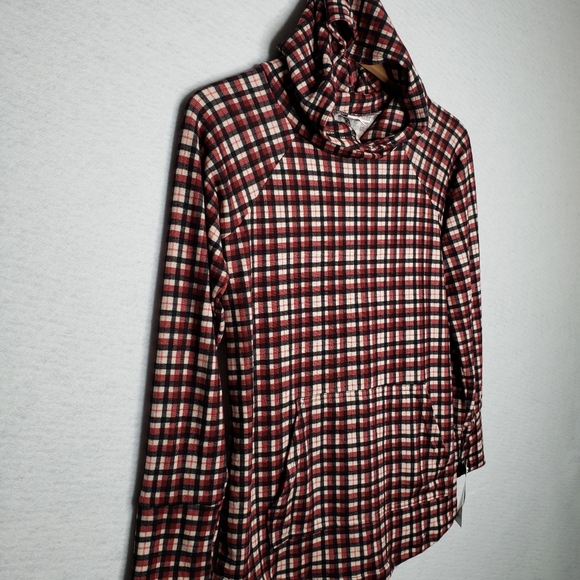 Lularoe Amber Womens Lightweight Pull Over Hoodie Kangaroo Pockets Plaid Sz S - Picture 2 of 12